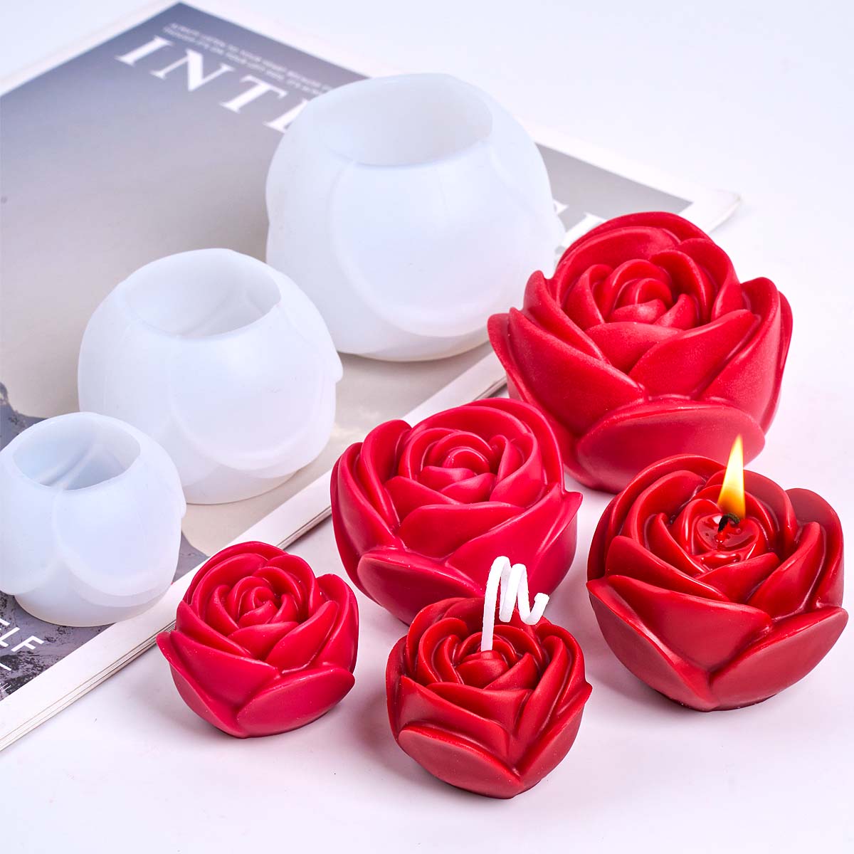 3D Flower Shape Silicone Candl - đánh giá và giá Home Fragrance Rose