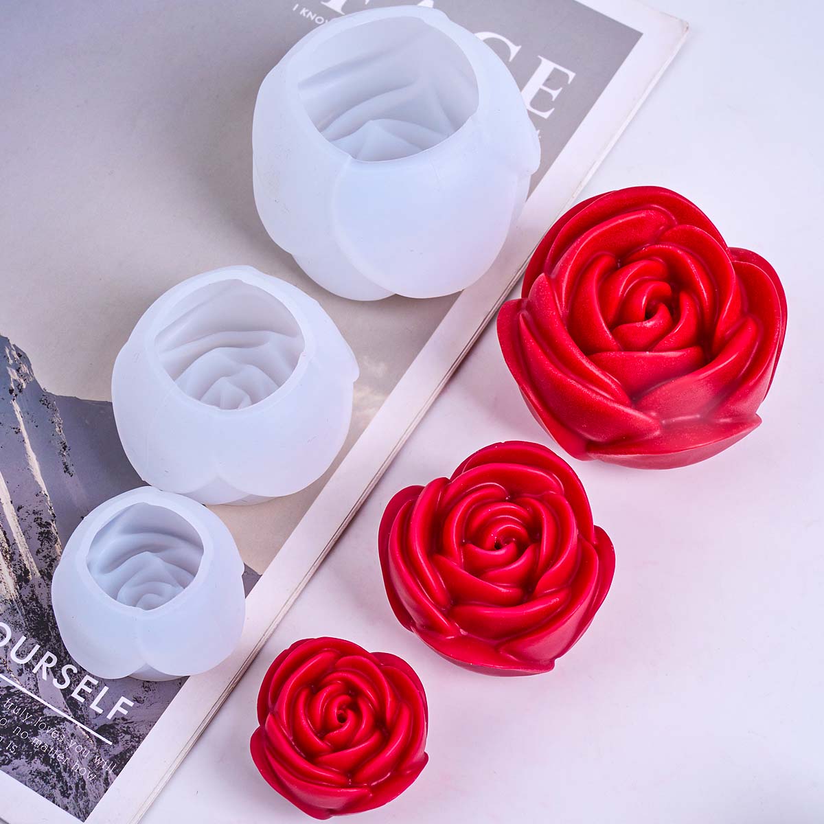3D Flower Shape Silicone Candl - đánh giá và giá Home Fragrance Rose